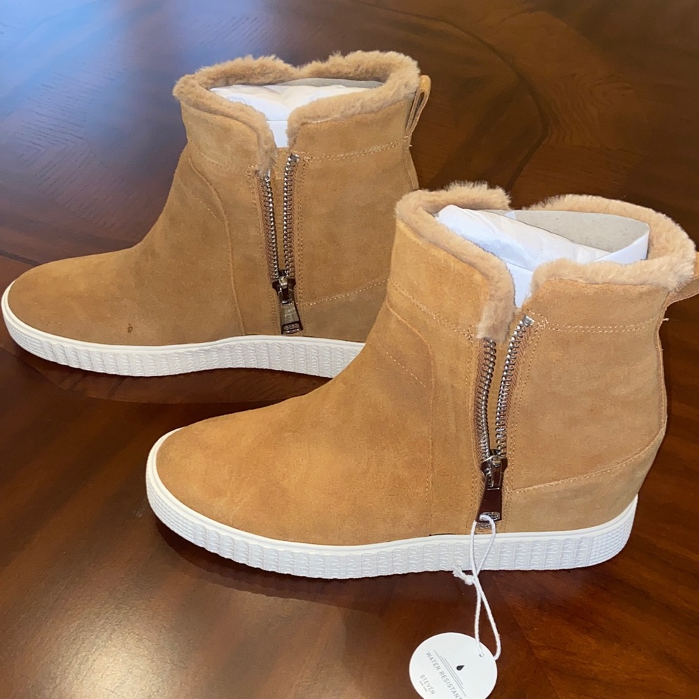 Steve Madden Camel Suede Bamby Hidden Wedge Boot - Picture 9 of 12